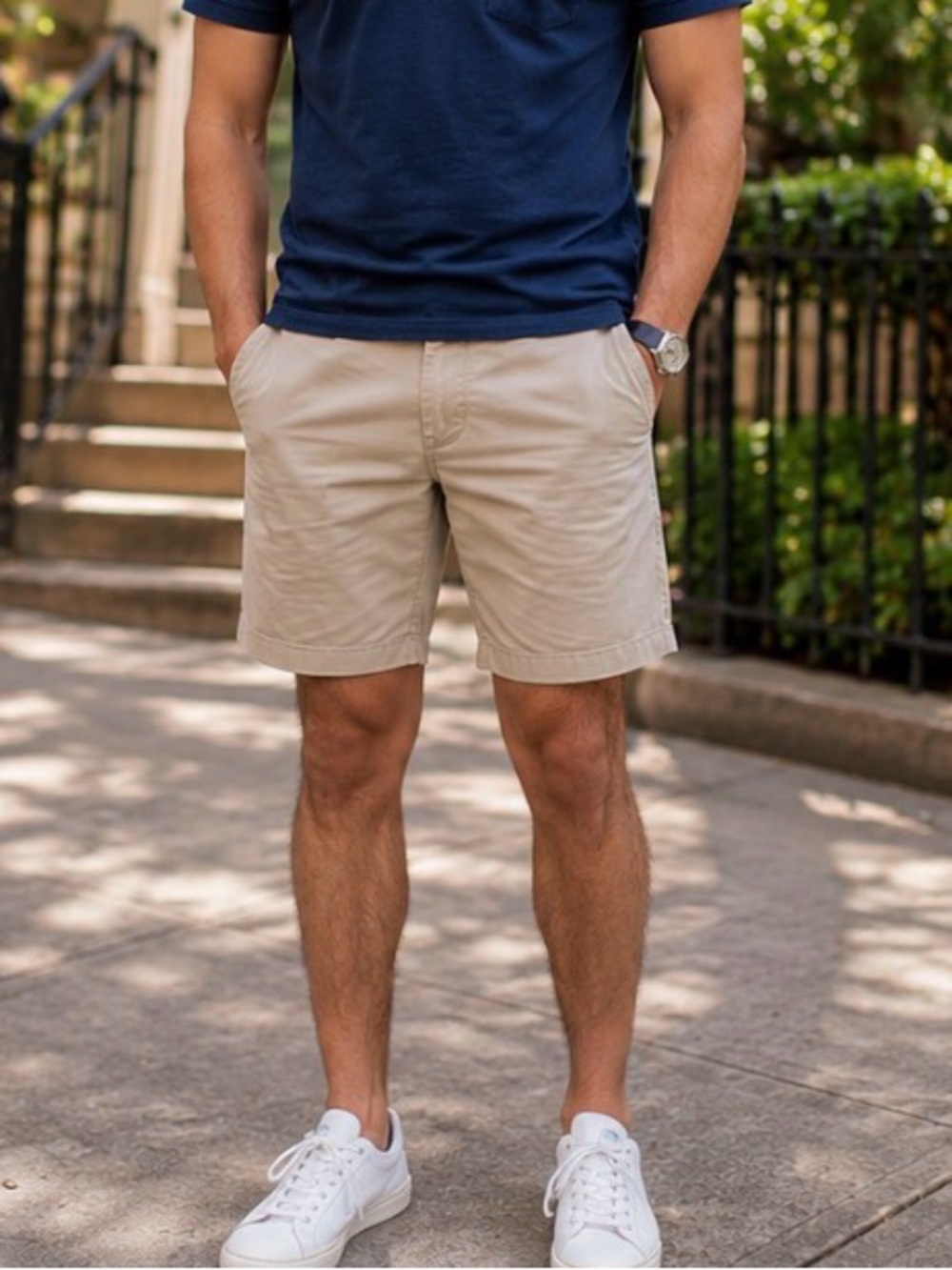 Banana Republic Men's Tan Flat-Front Cotton Shorts
